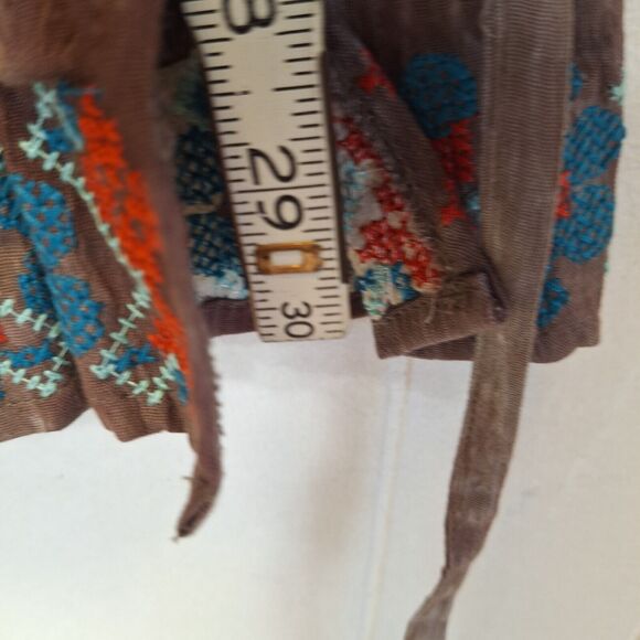 TresKa Boho Mocha Embroidery Top w/Back Tie & Tassels One Size NWT  Cottage Core - Picture 12 of 15